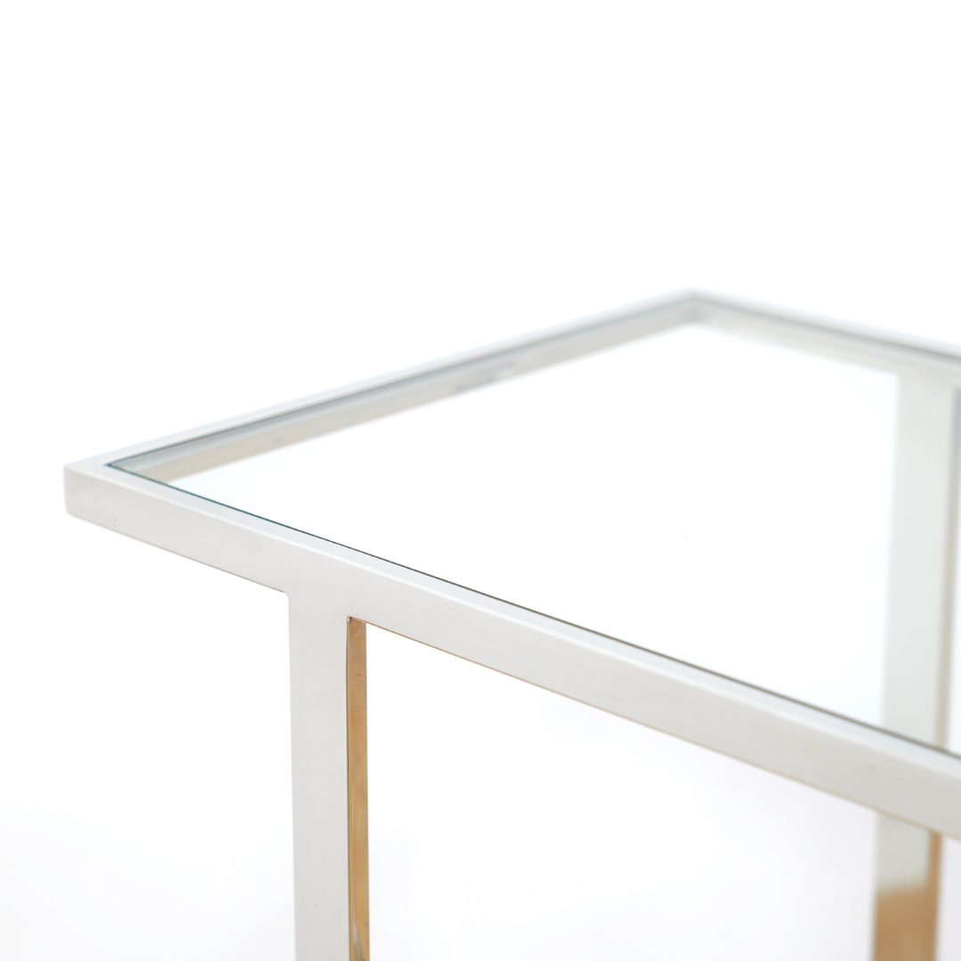 1970s Chrome and Glass Post Modern Bookcase & Coffee Table Set