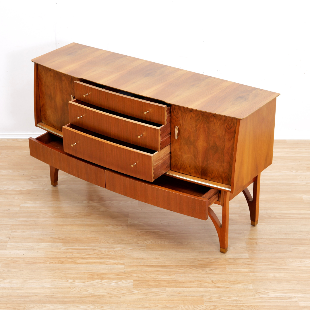 MID CENTURY WALNUT BUFFET CREDENZA BY BEAUTILITY FURNITURE