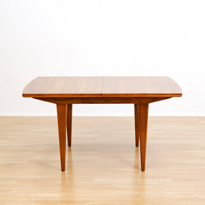 MID CENTURY ENGLISH WALNUT EXTENDING DINING TABLE BY ALFRED COX