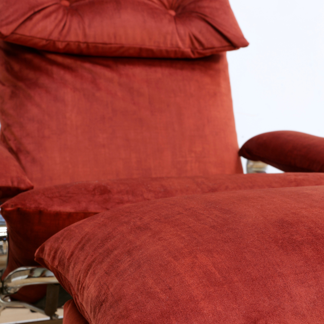 Chrome & Velvet Lounge Chairs by Reinhold Adolf and Hans-Jurgen for Schrapfer