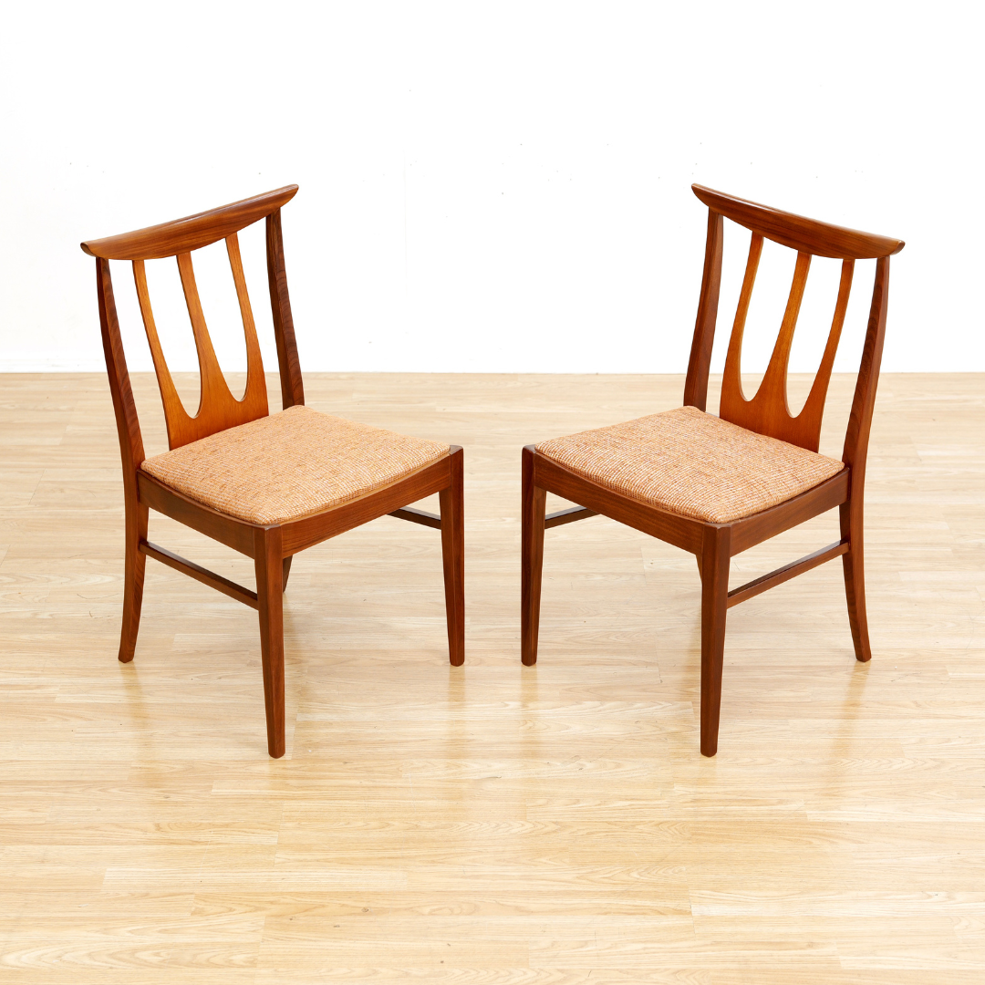 SET OF SIX MID CENTURY DINING CHAIRS BY G PLAN IN ORANGE
