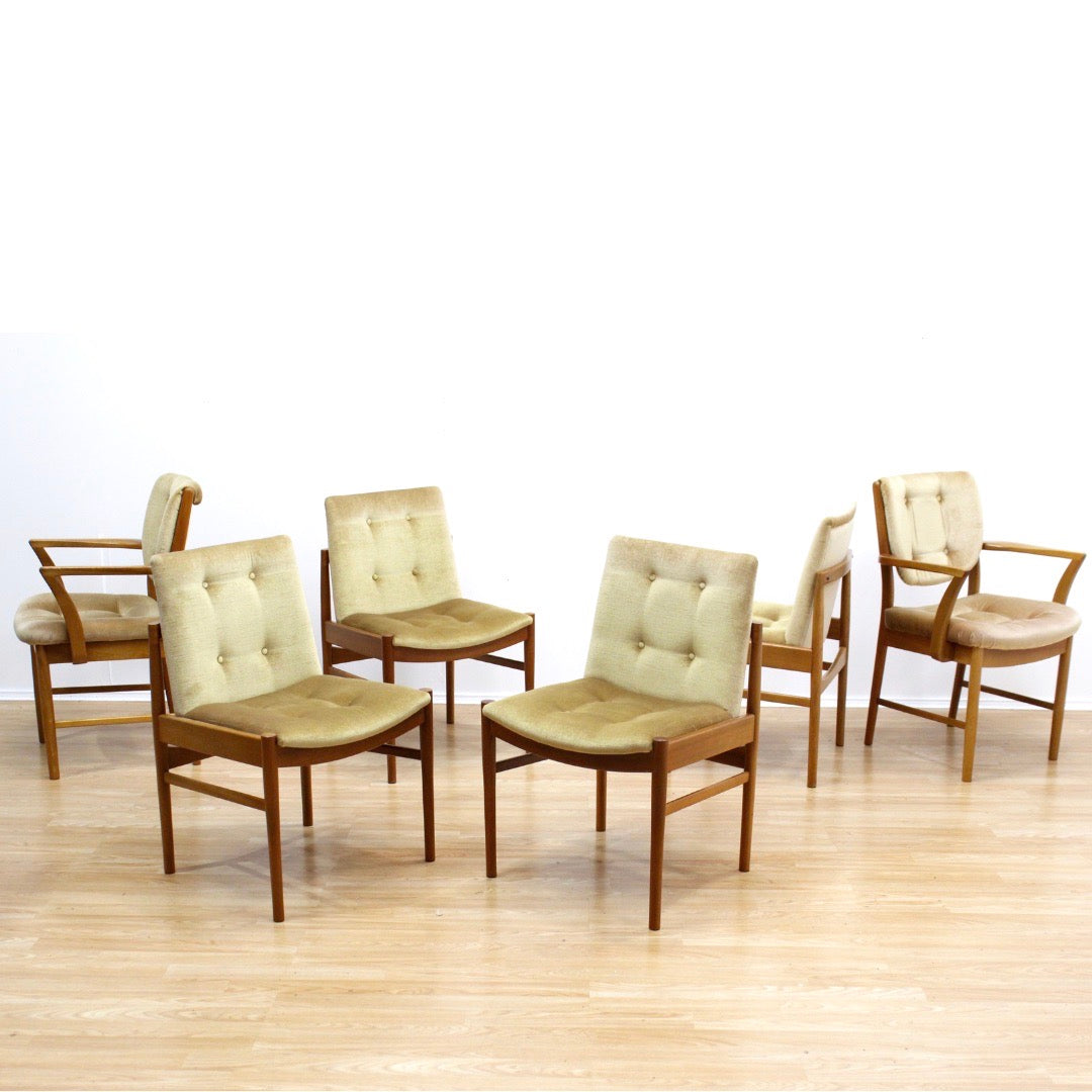 MID CENTURY DINING CHAIRS BY MCINTOSH FURNITURE SET OF SIX