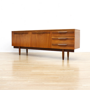 MID CENTURY LONG TEAK CREDENZA BY STONEHILL FURNITURE