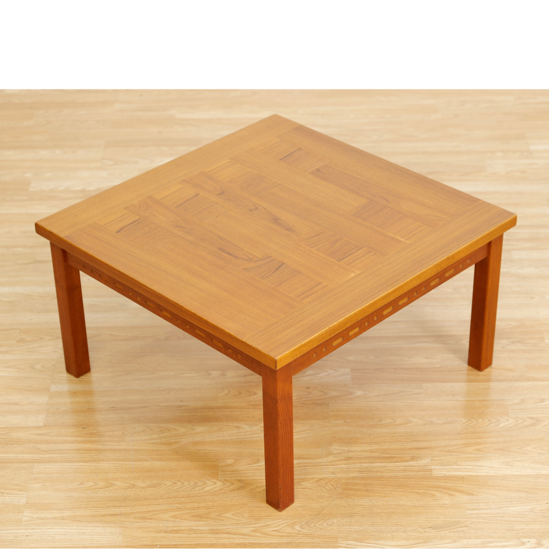1960S DANISH DESIGN PARQUET TEAK SIDE COFFEE TABLE