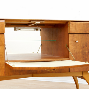 Reserved 1950S WALNUT LIQUOR CABINET CREDENZA BY BEAUTILITY OF LONDON