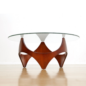 MID CENTURY ROUND COFFEE TABLE BY HENRY P GLASS