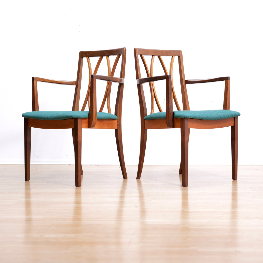 Set of Six Mid Century Dining Chairs by G Plan in Teal