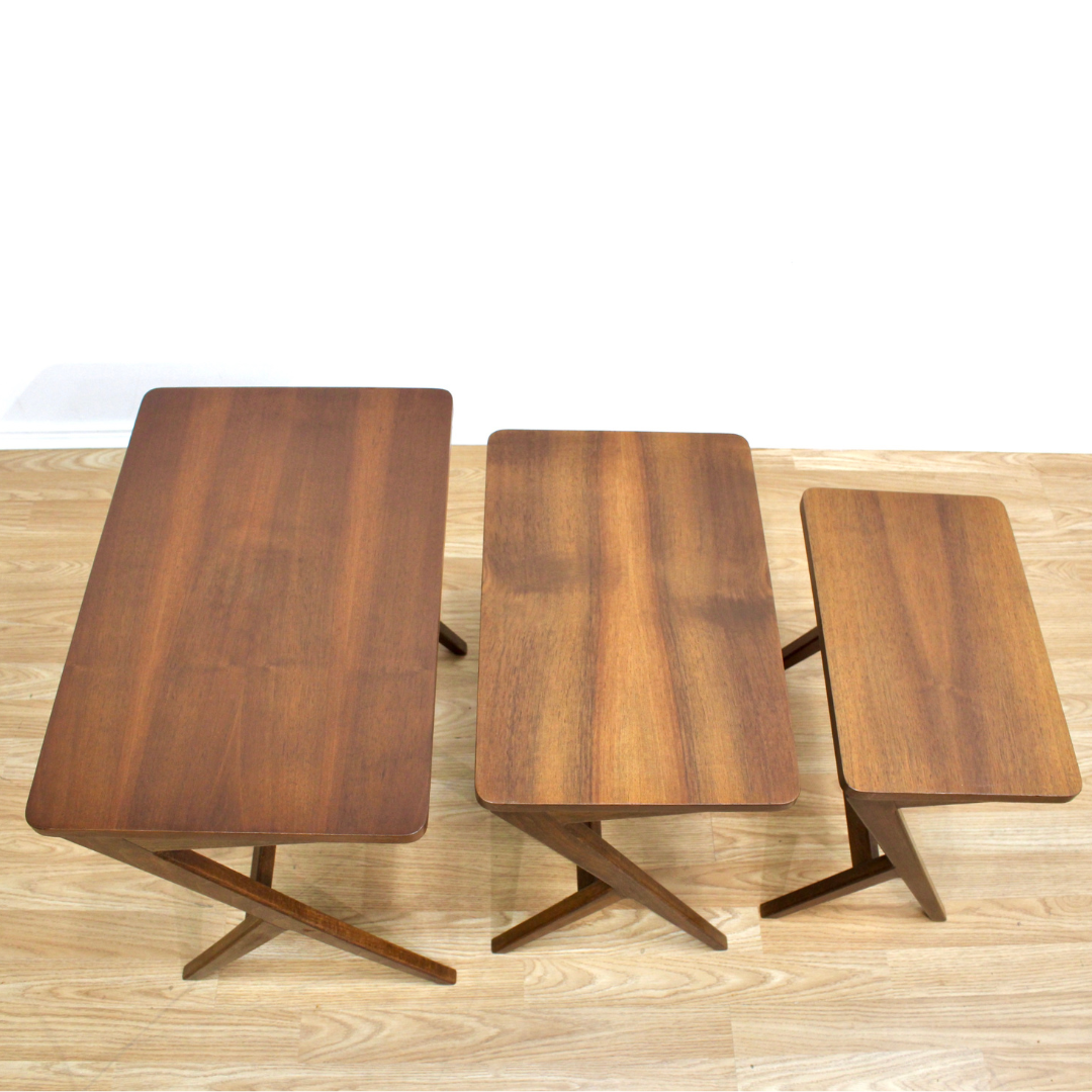 MID CENTURY WALNUT NESTING TABLES BY BENGT RUDA