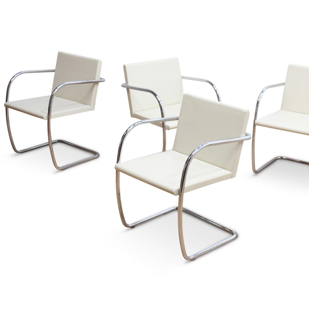 MIES VAN DER ROHE FOR KNOLL SET OF SIX LEATHER & CHROME CHAIRS