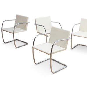 MIES VAN DER ROHE FOR KNOLL SET OF SIX LEATHER & CHROME CHAIRS