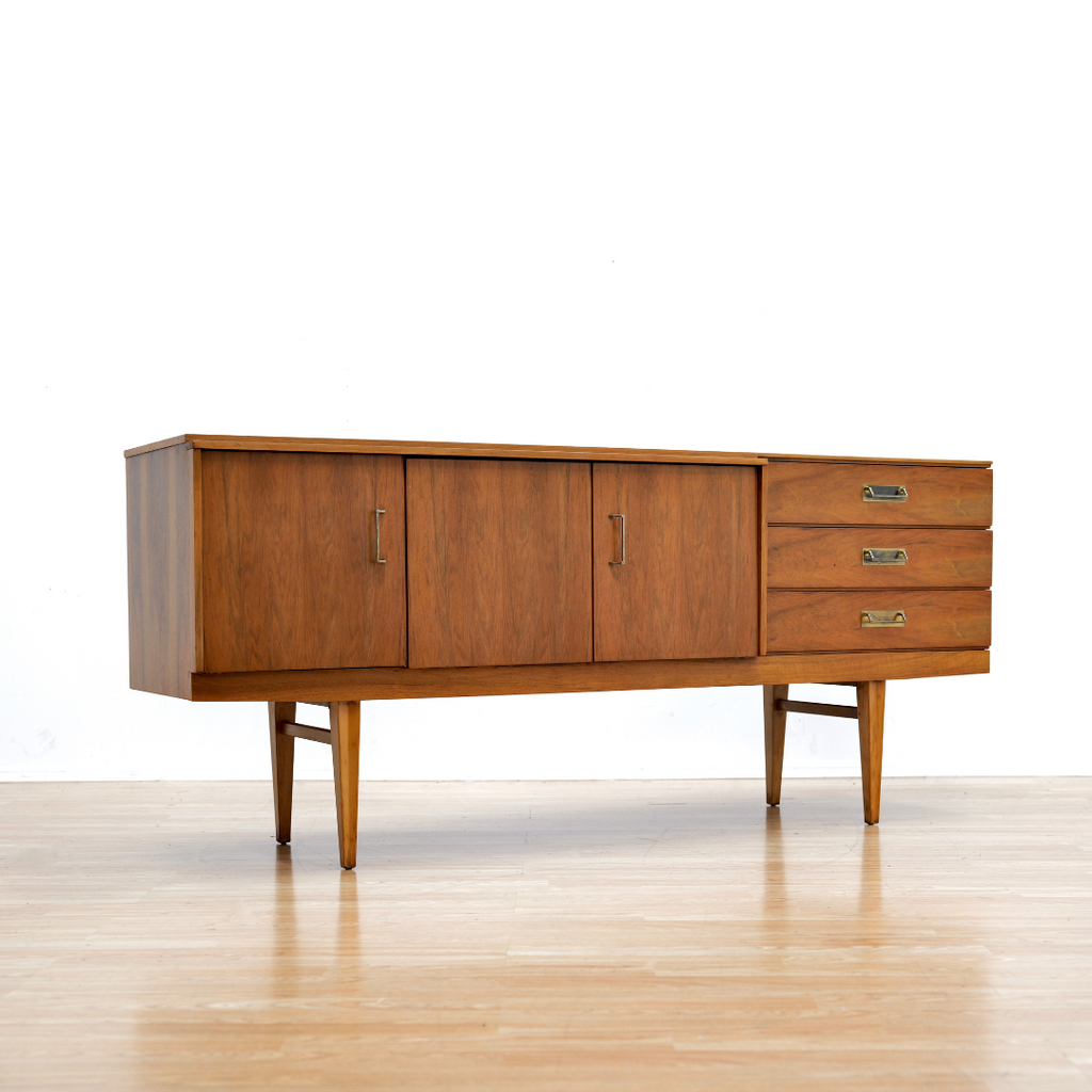 MID CENTURY WALNUT CREDENZA BY BEAUTILITY FURNITURE