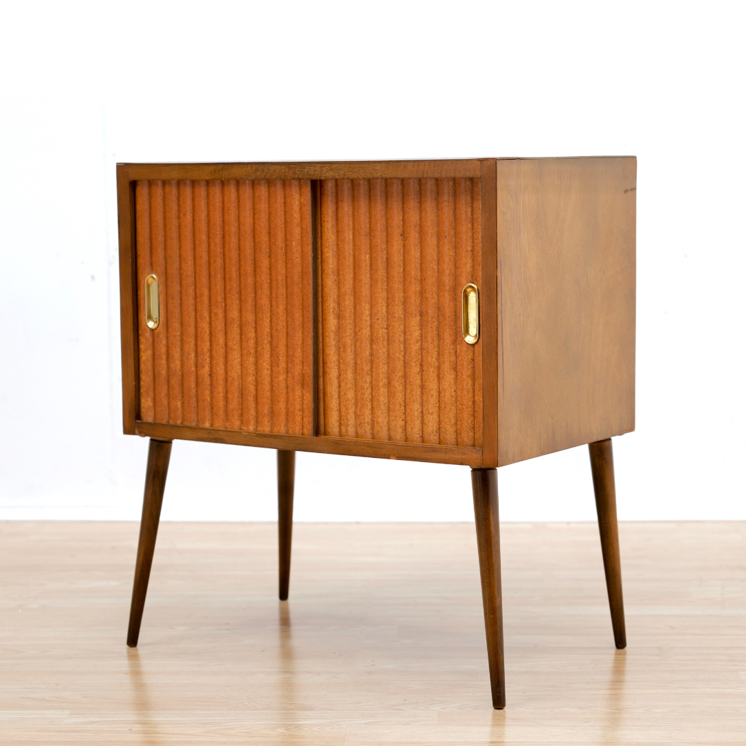 MID CENTURY ATOMIC VINYL RECORD STORAGE CABINET