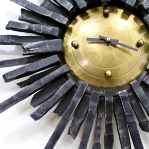 MID CENTURY CAST IRON BRUTALIST CLOCK MADE IN GERMANY
