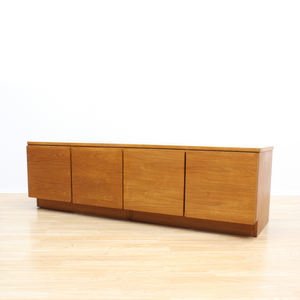 MID CENTURY LOW TEAK VINYL RECORD CREDENZA BY BEAVER & TAPLEY