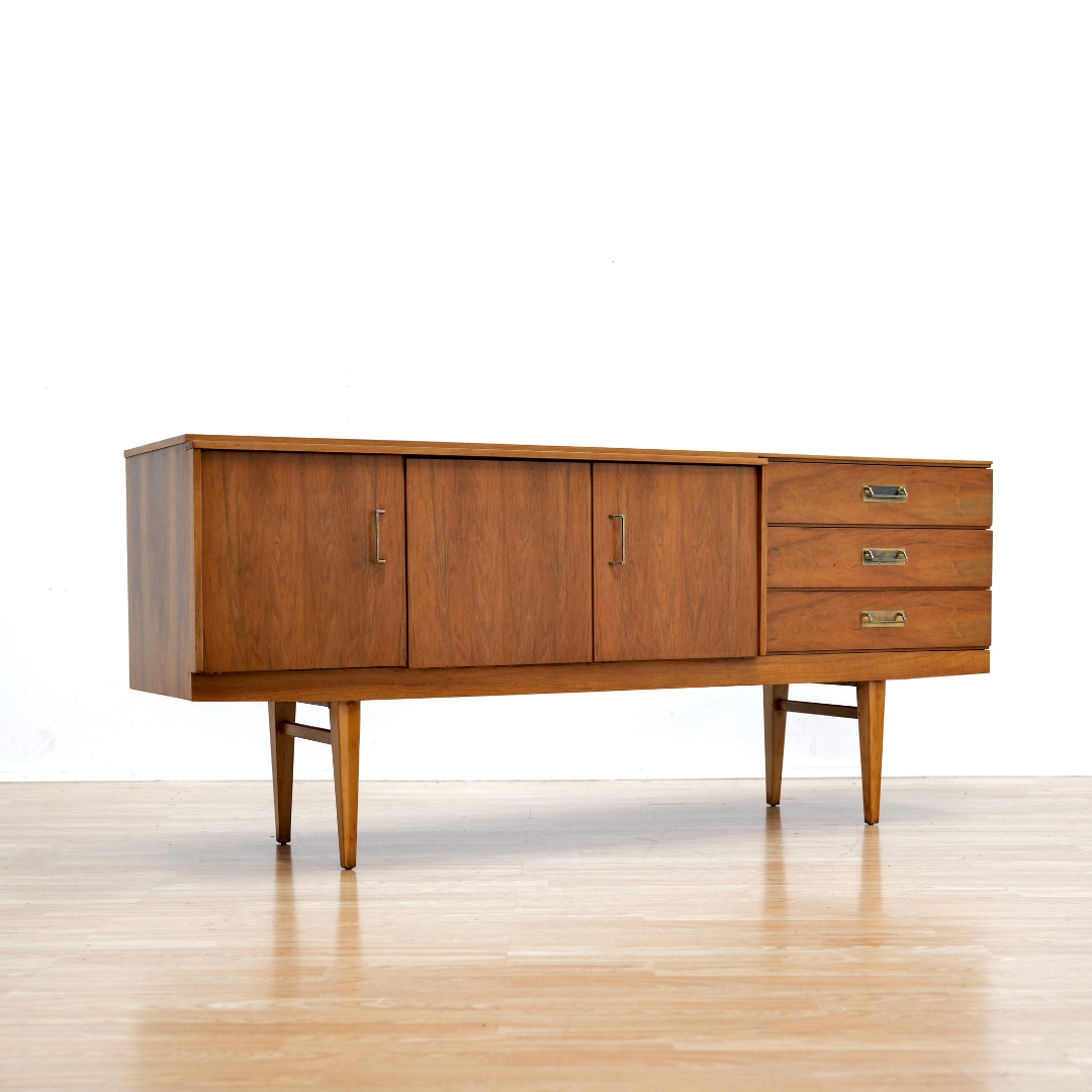 MID CENTURY WALNUT CREDENZA BY BEAUTILITY FURNITURE