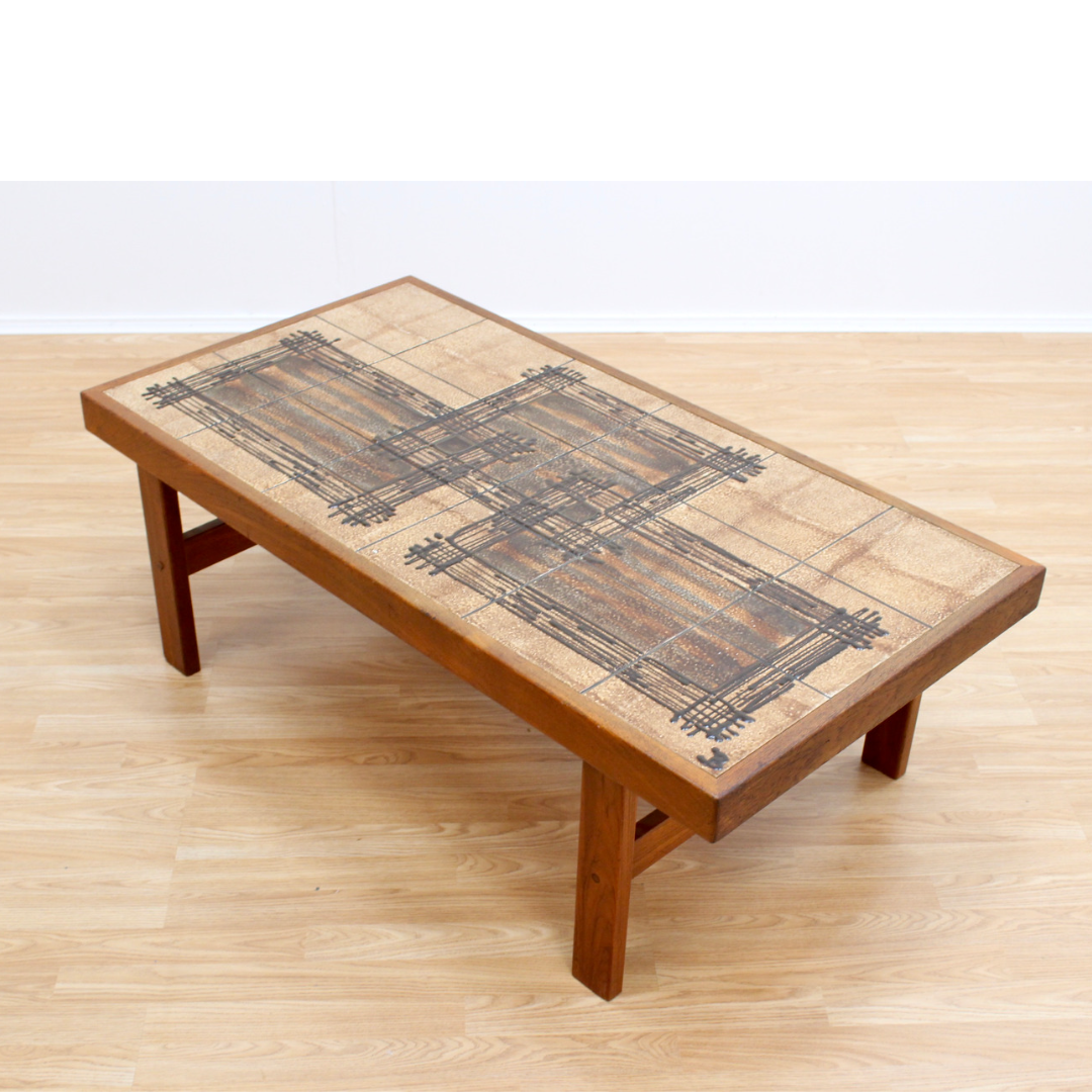 MID CENTURY DANISH TILE TOP COFFEE TABLE BY TRIOH OF DENMARK
