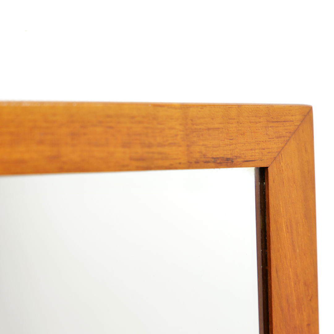 Mid Century Long Danish Teak Mirror