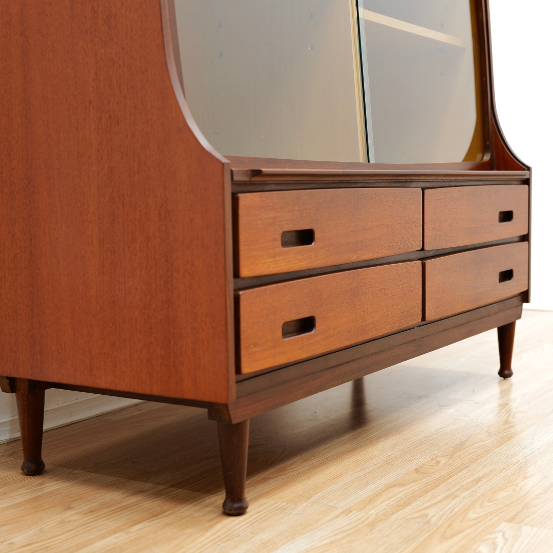 LARGE MID CENTURY CHINA DISPLAY CABINET BY MEREDEW OF LETCHWORTH