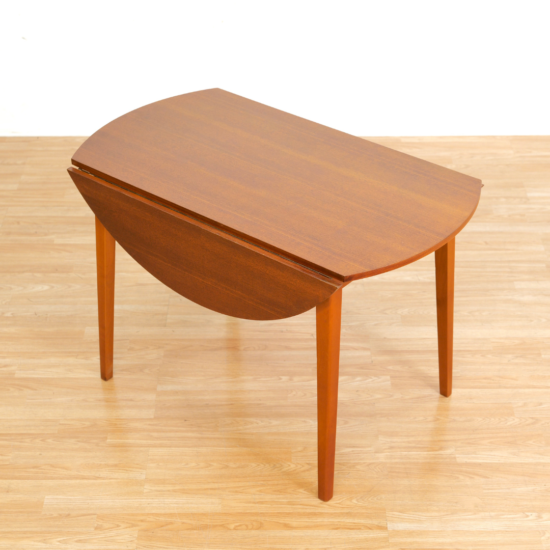 MID CENTURY DROP LEAF DINING TABLE AND FOUR CHAIRS