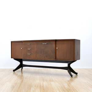 MID CENTURY WALNUT BAR CREDENZA BY STONEHILL FURNITURE