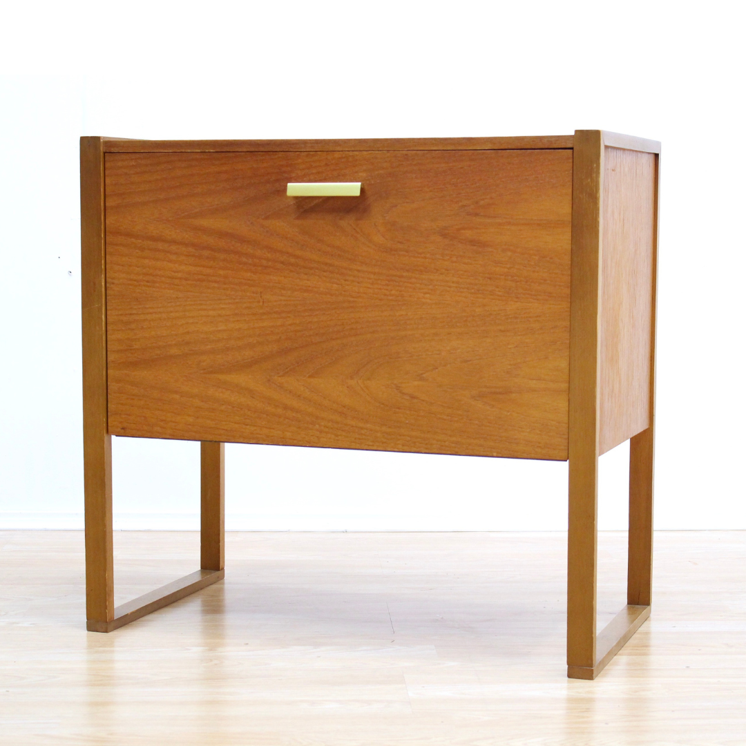 MID CENTURY TEAK RECORD STORAGE CABINET