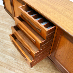 LONG MID CENTURY TEAK CREDENZA BY VB WILKINS FOR G PLAN