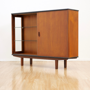 MID CENTURY TEAK CHINA DISPLAY CABINET