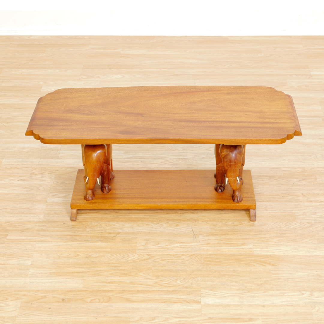 1950S HAND CARVED AFRICAN ELEPHANT COFFEE TABLE