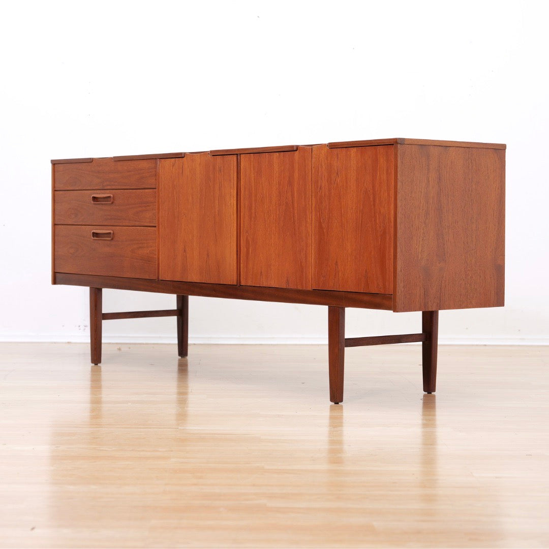 LONG MID CENTURY TEAK CREDENZA BY NATHAN FURNITURE