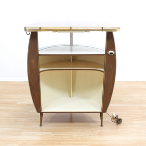 VINTAGE 1960S BARREL SHAPED DRY BAR LIQOUR CABINET