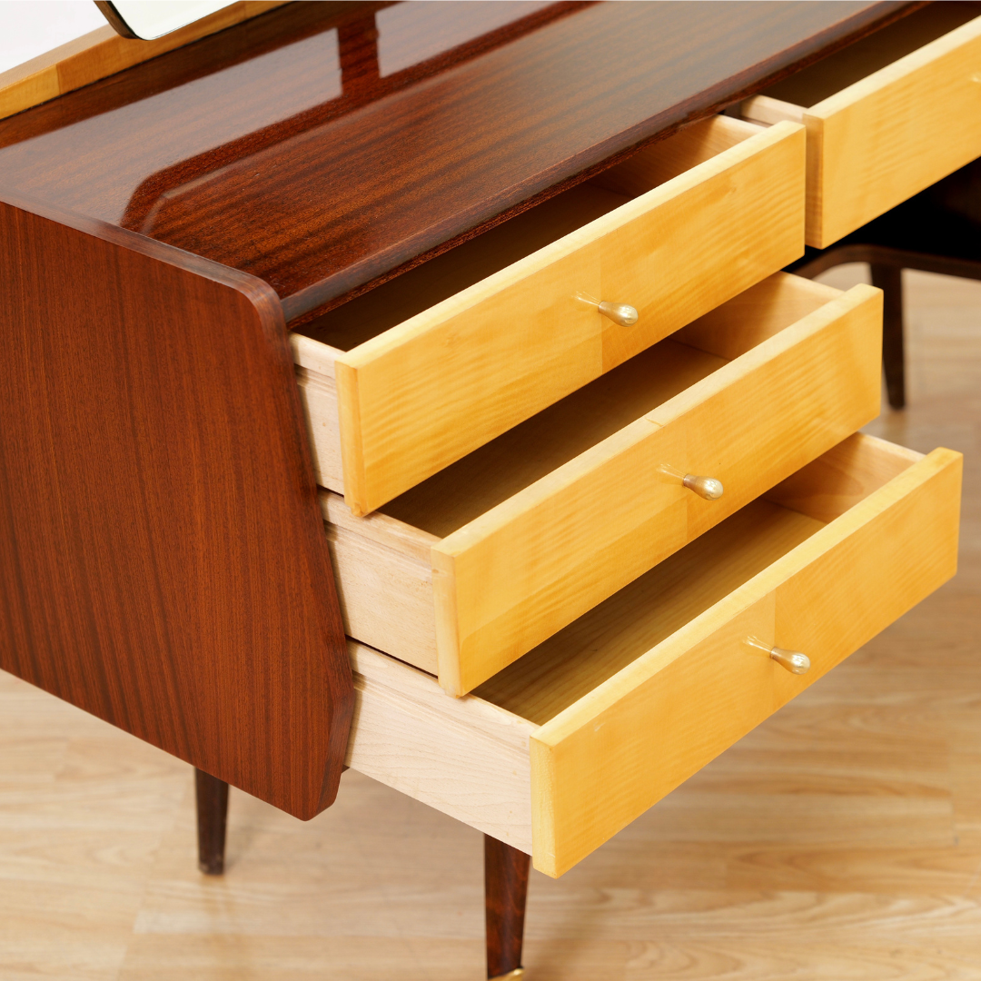 Vintage Italian Marino Vanity Lacquered Maple & Sycamore