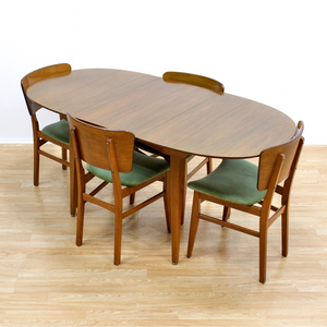 MID CENTURY DINING TABLE & CHAIR SET BY BEAUTILITY FURNITURE