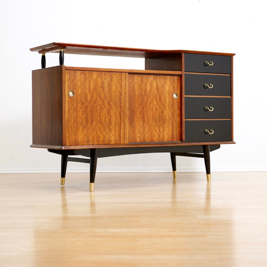 MID CENTURY TOLA & BLACK CREDENZA BY STONEHILL FURNITURE