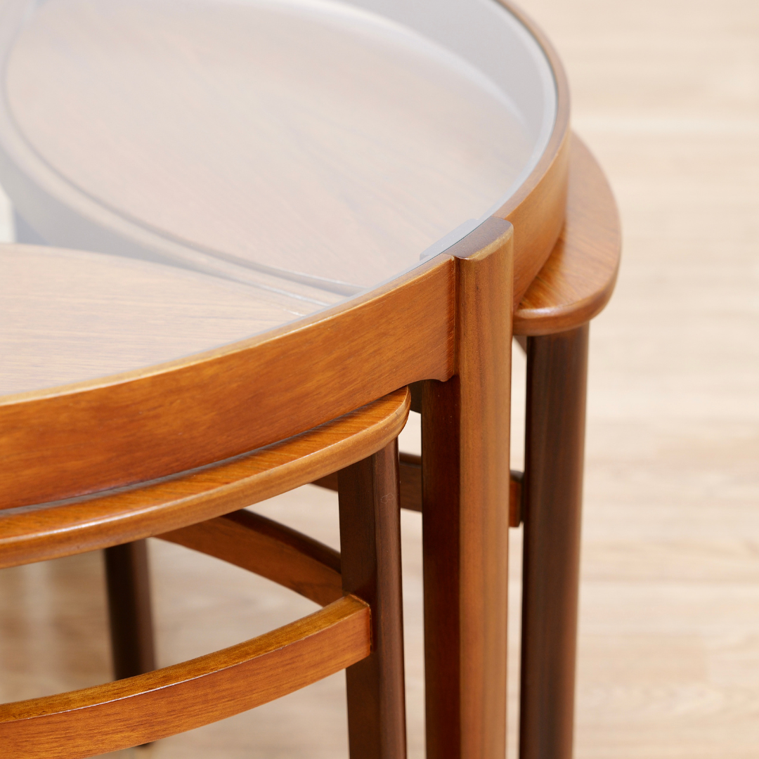 MID CENTURY TRINITY NESTING TABLE BY NATHAN FURNITURE