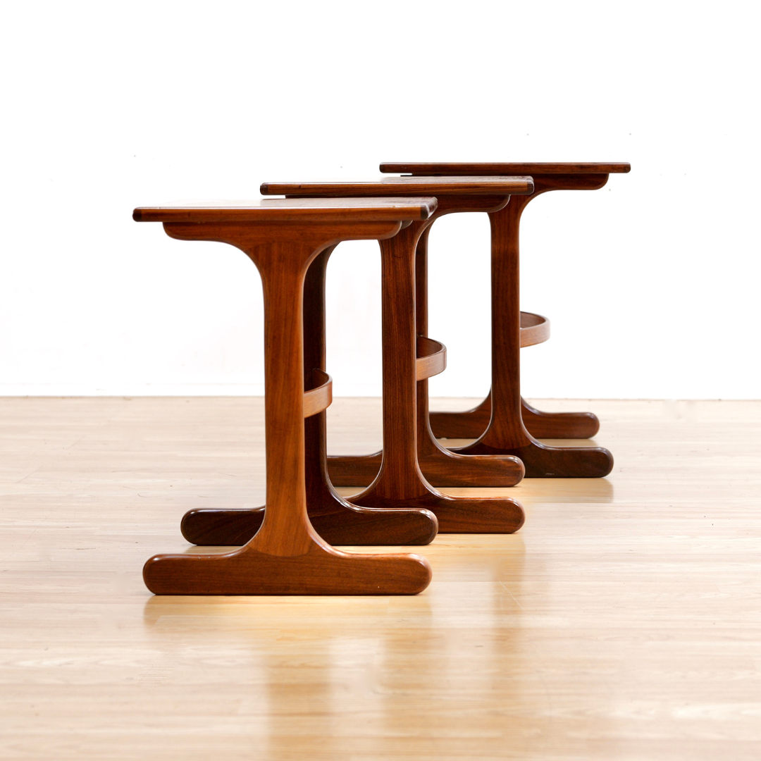 MID CENTURY TEAK NESTING SIDE TABLES BY G PLAN