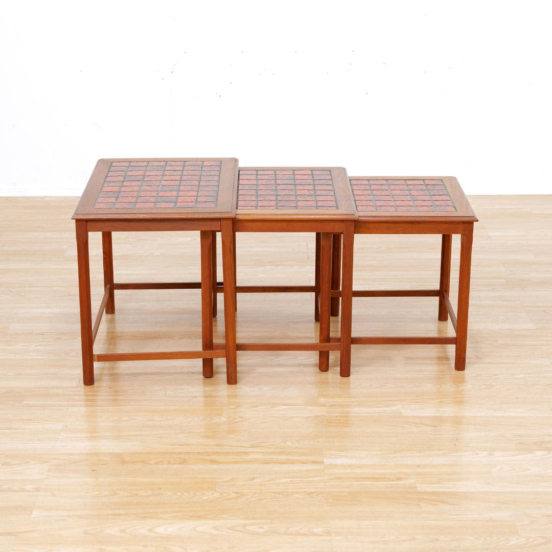 Danish Modern Teak & Tile Top Nesting Tables – kinetic modern