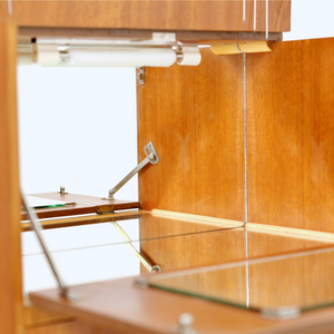 1960S TEAK ENGLISH DRY BAR LIQUOR CABINET