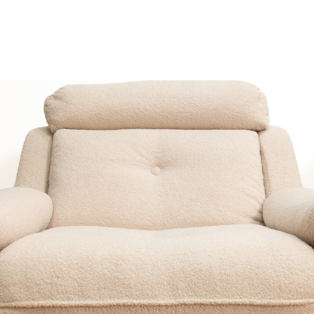 PAIR OF 1970S POST MODERN LOUNGE CHAIRS IN BOUCLE BY ENGLANDER