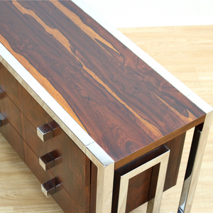 VINTAGE BRITISH ROSEWOOD & CHROME DRESSER CREDENZA BY TIM BATES FOR PIEFF FURNITURE