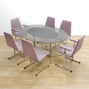 VINTAGE POST MODERN CHROME TABLE & CHAIRS BY TIM BATES FOR PIEFF FURNITURE