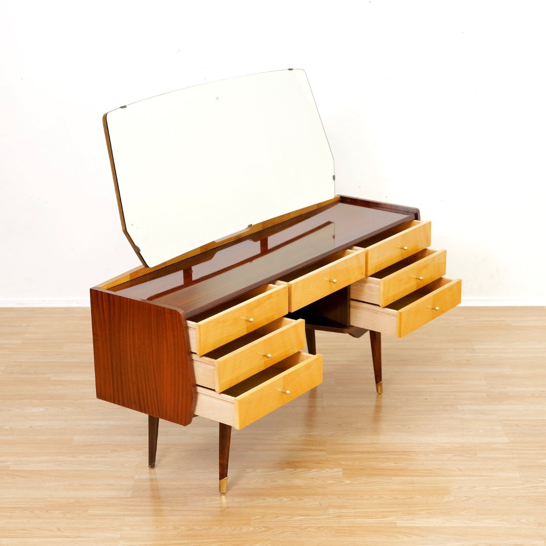 Vintage Italian Marino Vanity Lacquered Maple & Sycamore