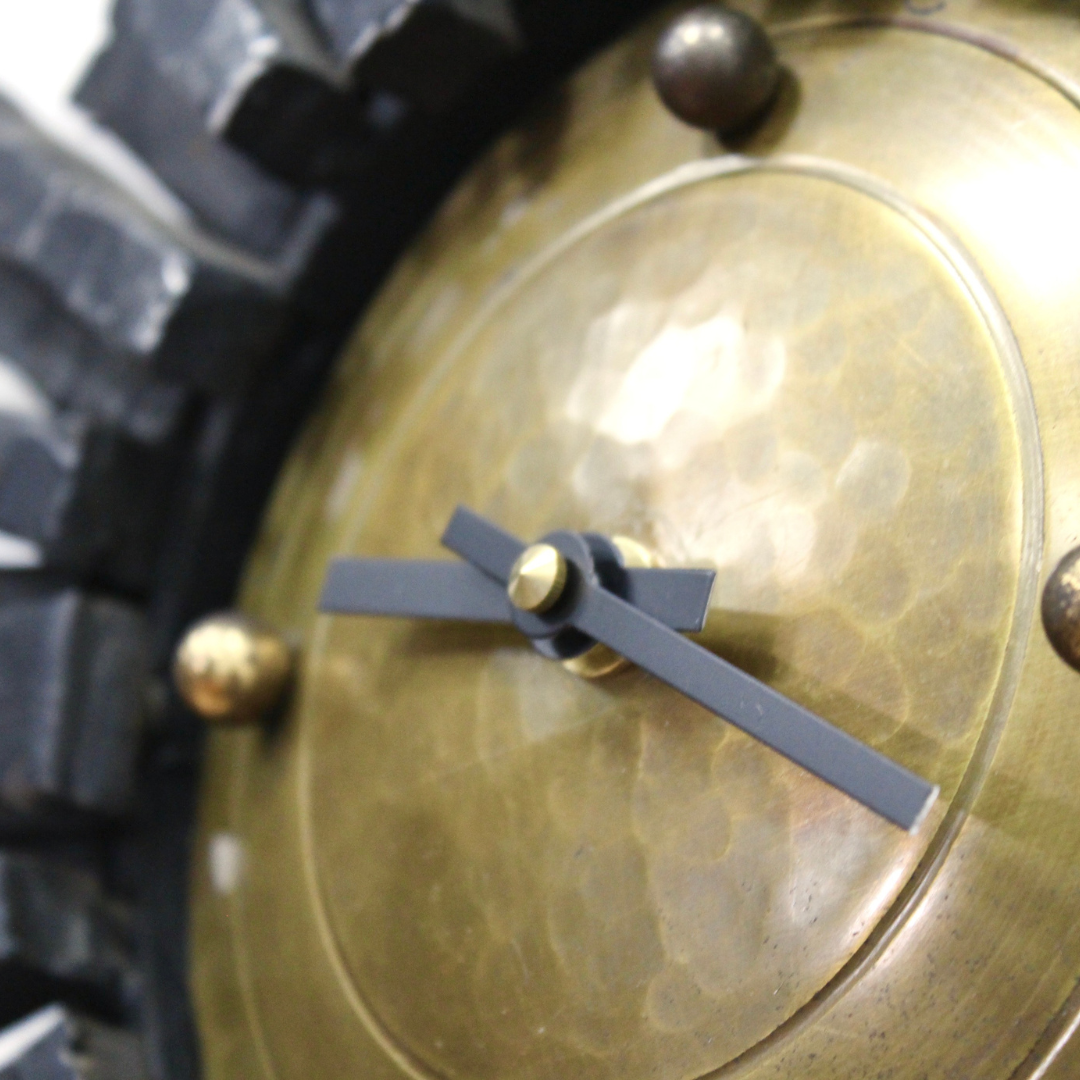 MID CENTURY CAST IRON BRUTALIST CLOCK MADE IN GERMANY