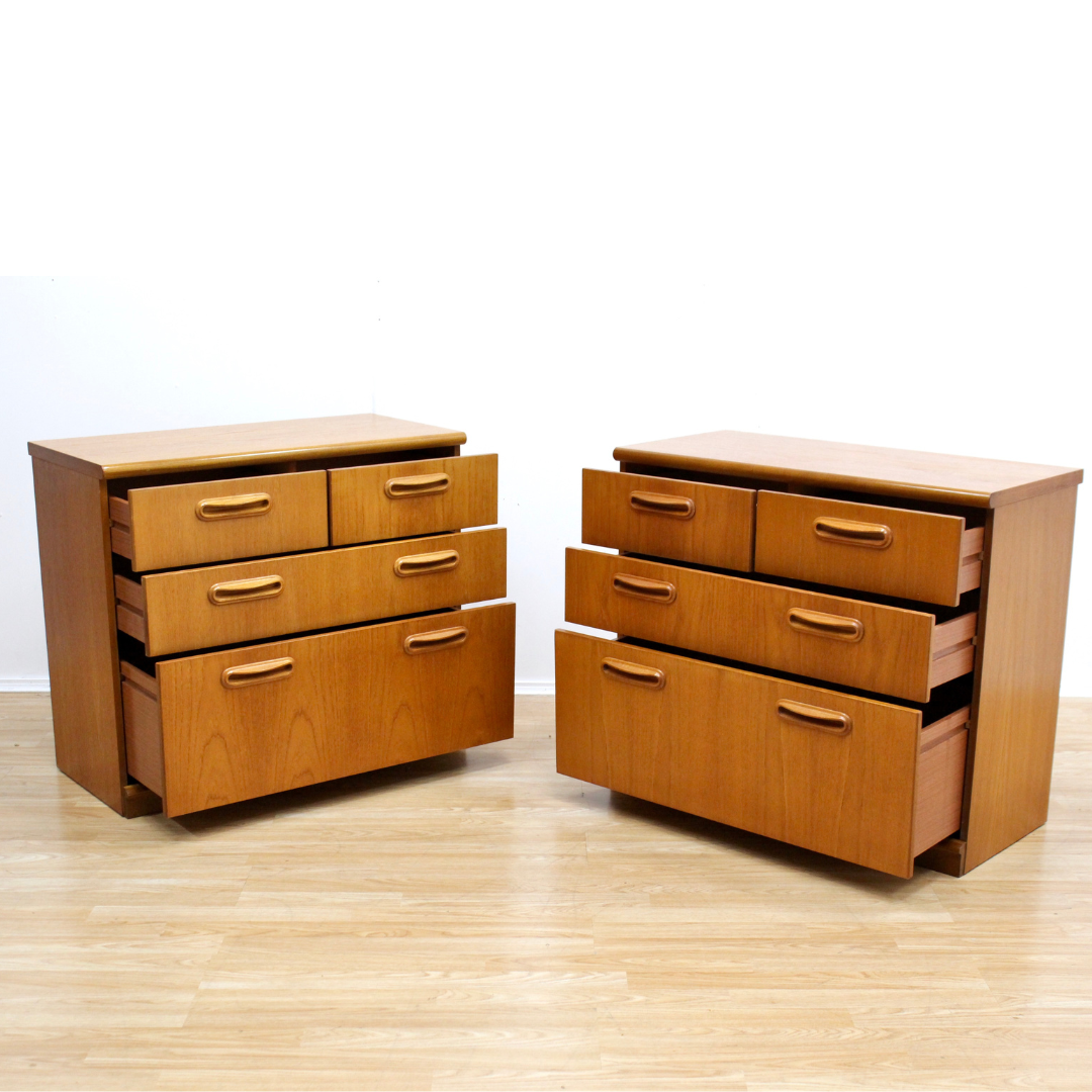 PAIR OF MID CENTURY TEAK DRESSERS NIGHTSTANDS BY MEREDEW FURNITURE