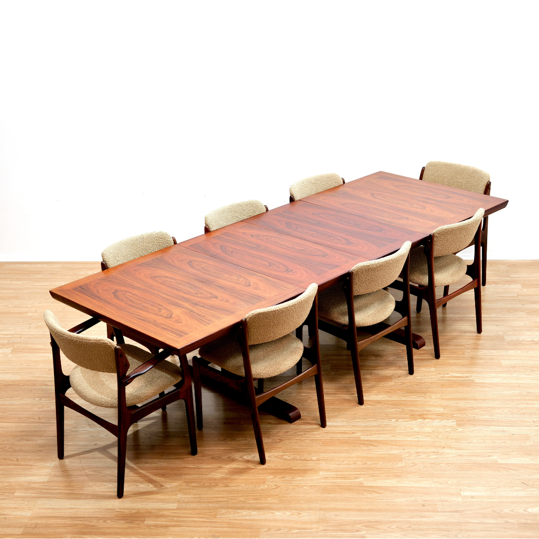 LARGE DANISH MODERN ROSEWOOD DINING TABLE BY SKOVBY MØBELFABRIK OF DENMARK