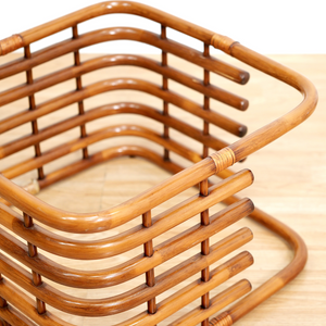 VINTAGE 1970S BENT BAMBOO RATTAN & GLASS COFFEE TABLE