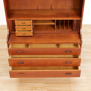 MID CENTURY DANISH SECRETARY DESK BY JOHANNES SORTH FOR BORNHOLM MOBELFABRIK