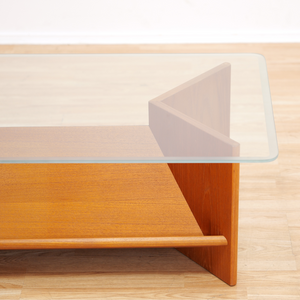 VINTAGE TEAK & GLASS COFFEE TABLE WITH MAGAZINE SHELVES BY G PLAN