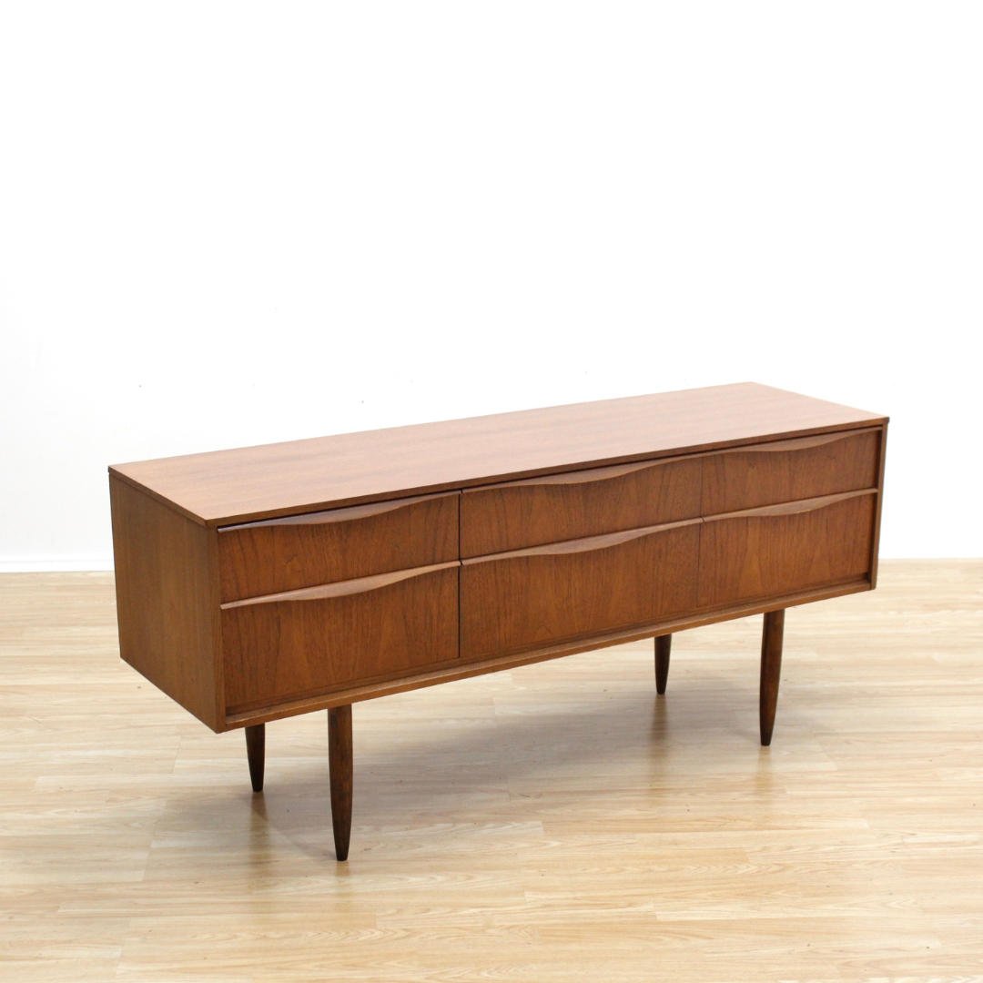 MID CENTURY SIX DRAWER TEAK DRESSER BY AUSTINSUITE