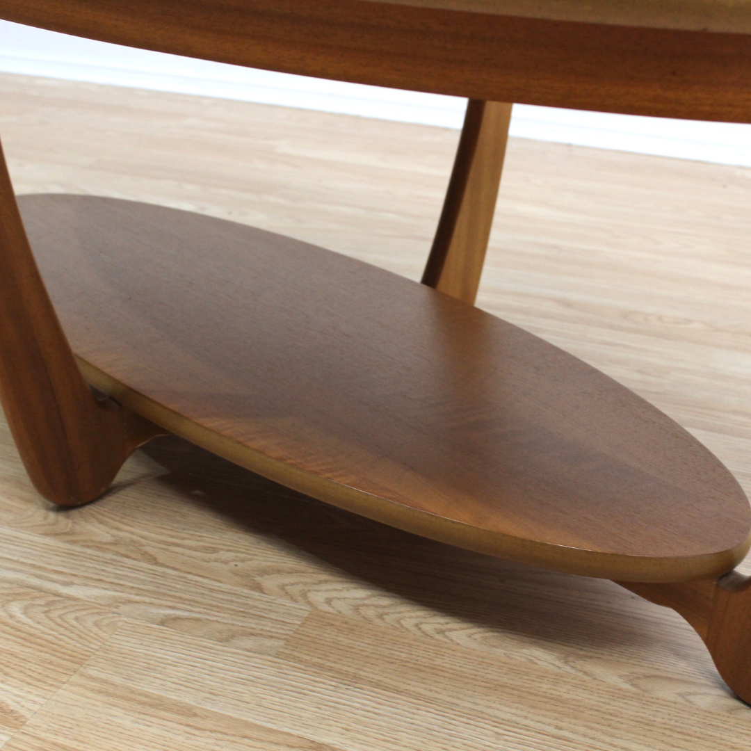 VINTAGE SUNBURST OVAL COFFEE TABLE BY NATHAN FURNITURE