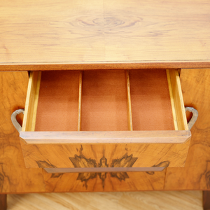1930S ENGLISH ART DECO MATCHBOOK GRAIN BUFFET CREDENZA BY FARLOW